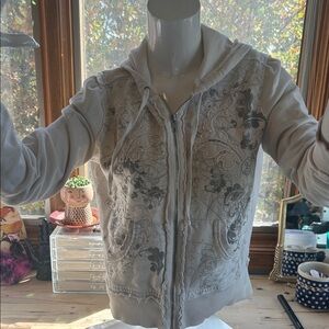 Calvin Klein White and Black Floral Hoodie